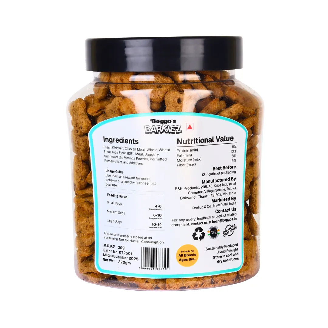 Barkiez Bite Sized Training Treats - Chicken & Moringa Dog Treats (320g)