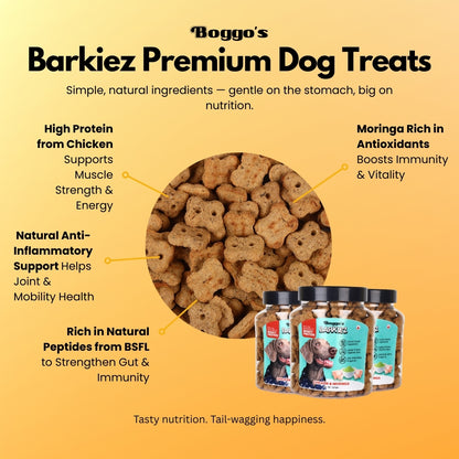 Boggo’s Barkiez Chicken & Moringa Insect Protein Dog Treats (320g)