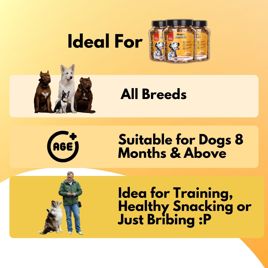 Boggo’s Barkiez Peanut Butter & Banana Insect Protein Dog Treats (320g)