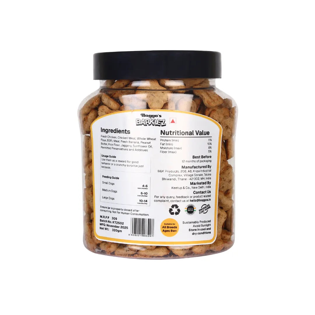 Boggo’s Barkiez Peanut Butter & Banana Dog Treats (320g)