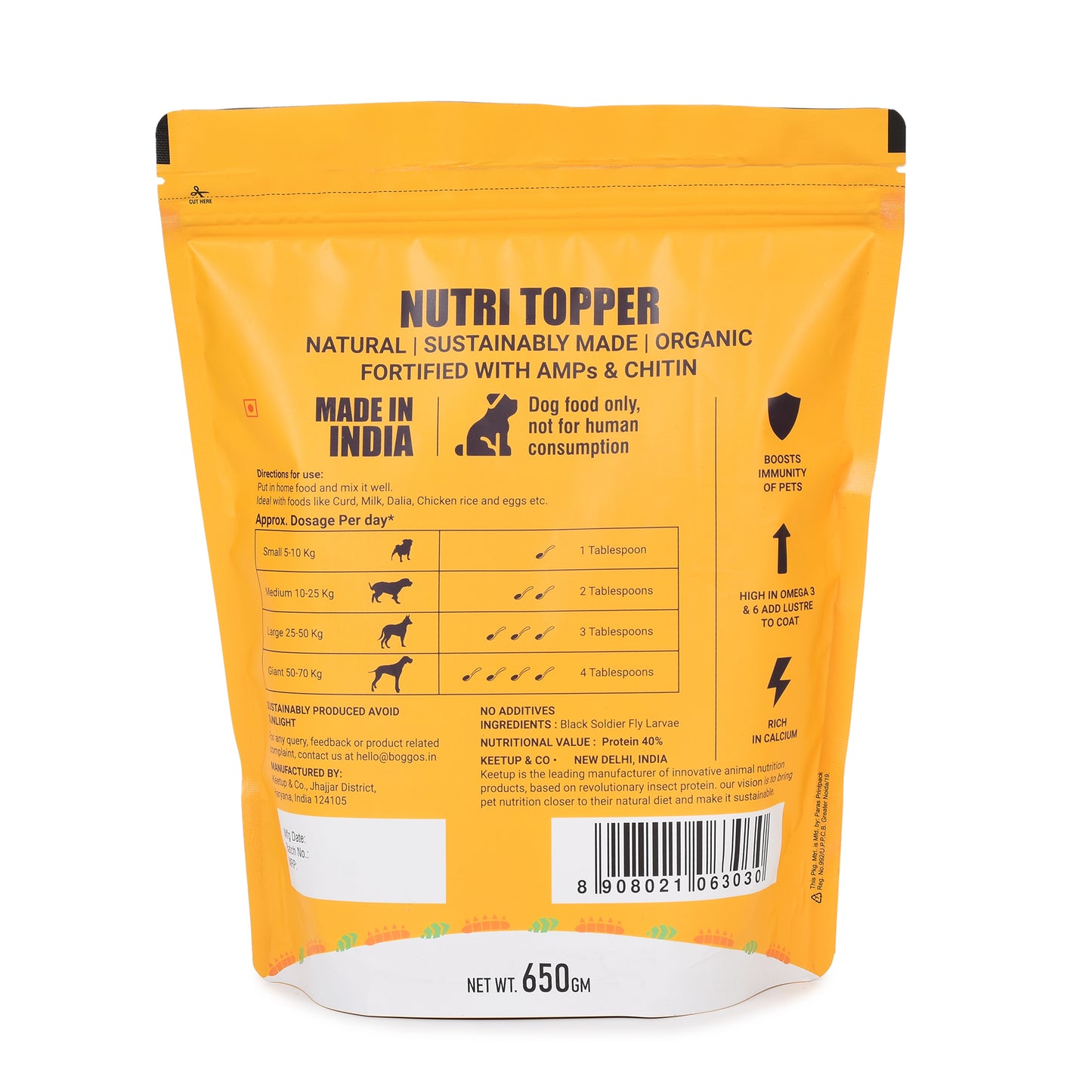 Nutri Topper For Dog, Chicken Flavour | Insect Protein Supplement, 650 Grams