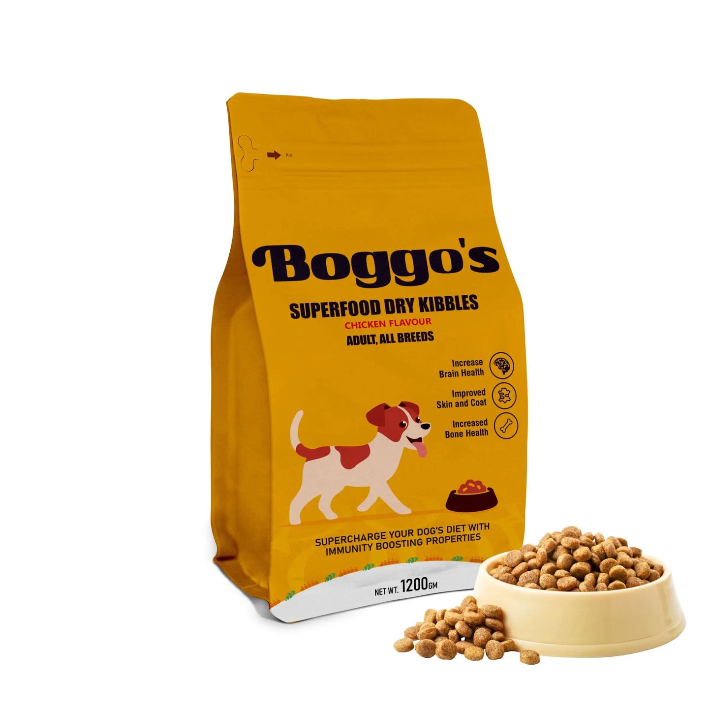 Boggos Premium Dry Dog Food For Adult Dogs | 1.2 kg | Complete and Balanced Diet | Fortified with BSFL