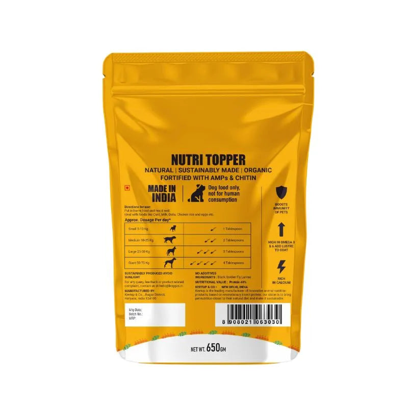 Boggo’s Nutri Topper For Dog, Chicken Flavour – Immunity-Boosting AMPs | BSFL Protein, 650 Grams