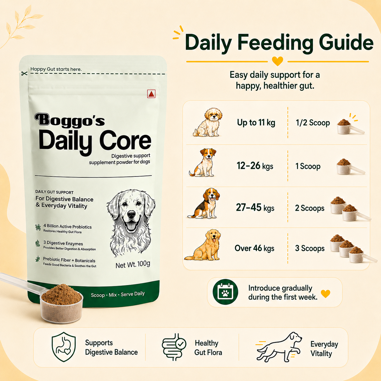 Daily Core Digestive Support Powder for Dogs | 100g