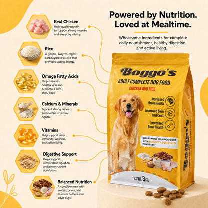 Complete Dog Food | Made for Picky Eaters and Sensitive Stomachs | 3Kg | Chicken & Rice + BSFL