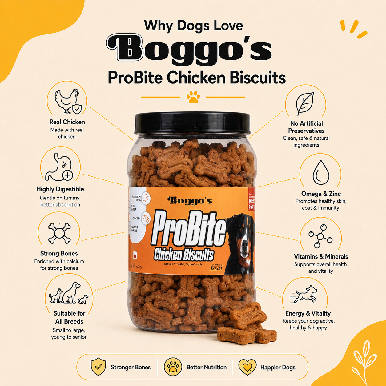 ProBite Chicken Biscuits | High-Protein, Gut-Friendly Dog Treats (450g)