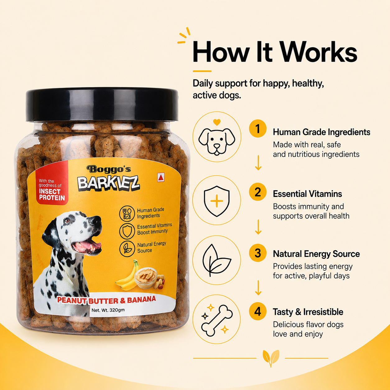 Barkiez Bite-Sized Training Treats - Peanut Butter & Banana Dog Treats (320g)