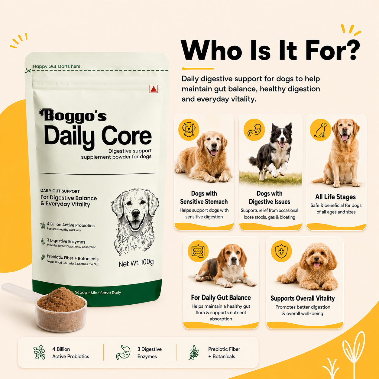 Daily Core Digestive Support Powder for Dogs | 100g