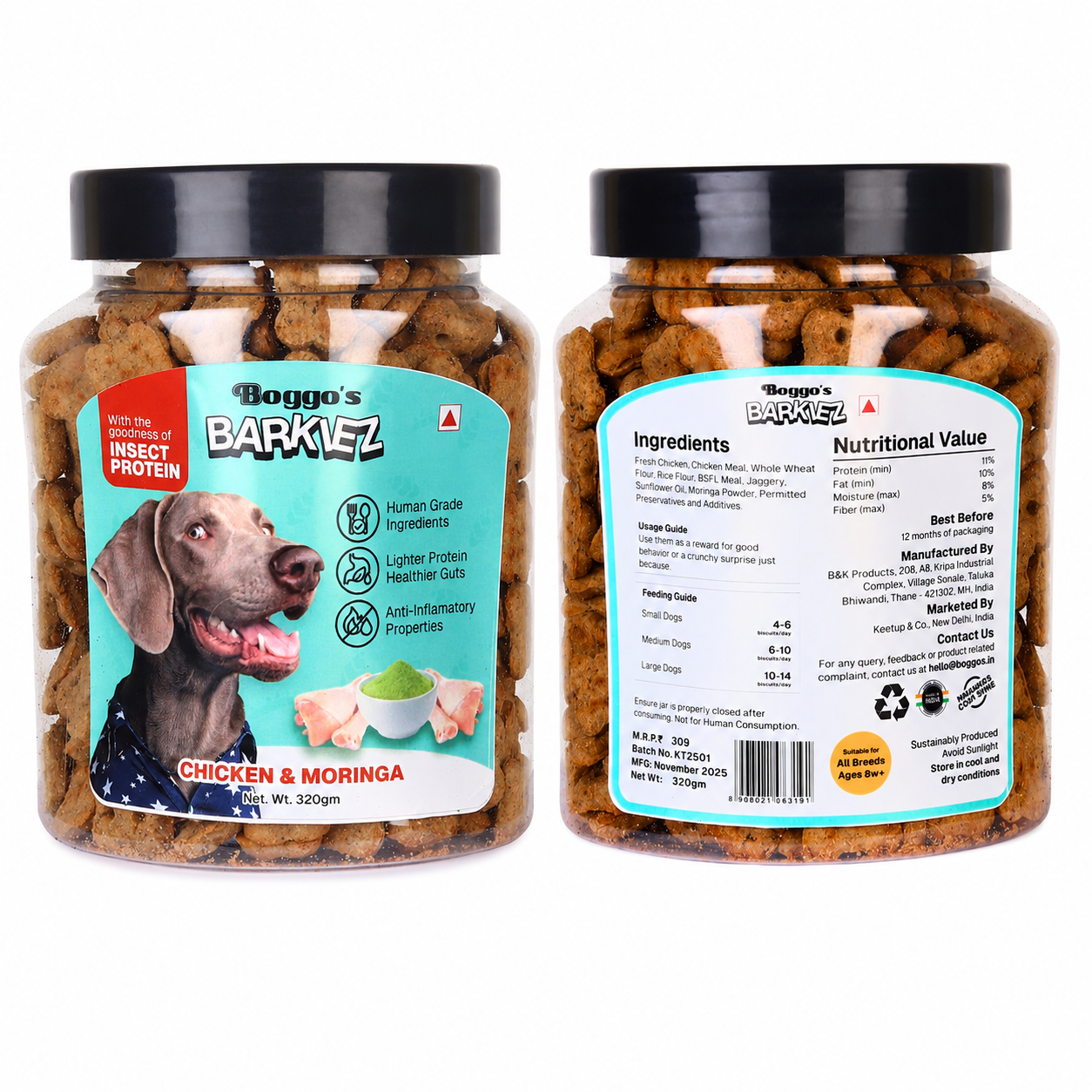 Barkiez Bite Sized Training Treats - Chicken & Moringa Dog Treats (320g)