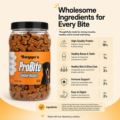 ProBite Chicken Biscuits | High-Protein, Gut-Friendly Dog Treats (450g)