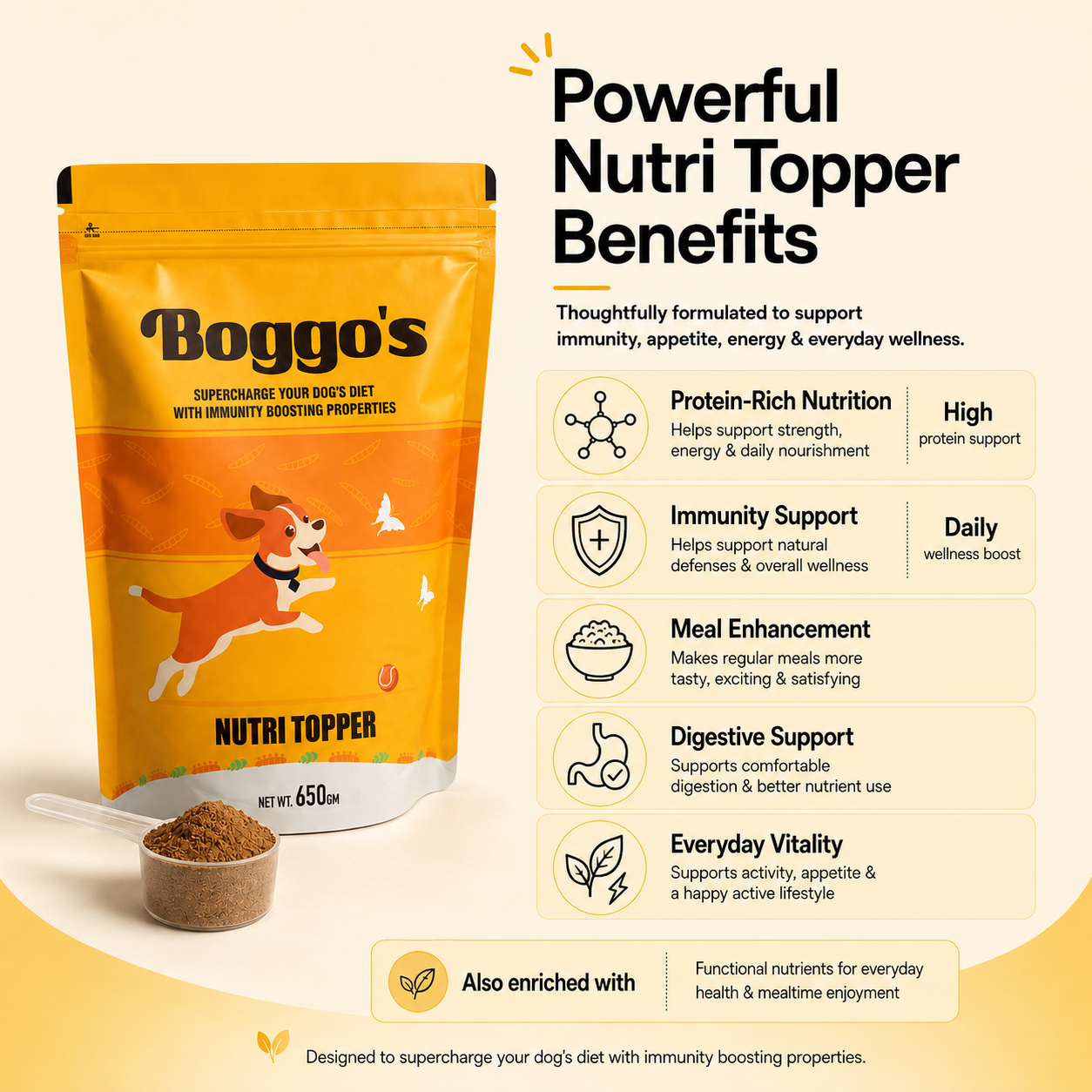 Nutri Topper Original | High Protein, Hypoallergenic Insect Protein Supplement (650g)