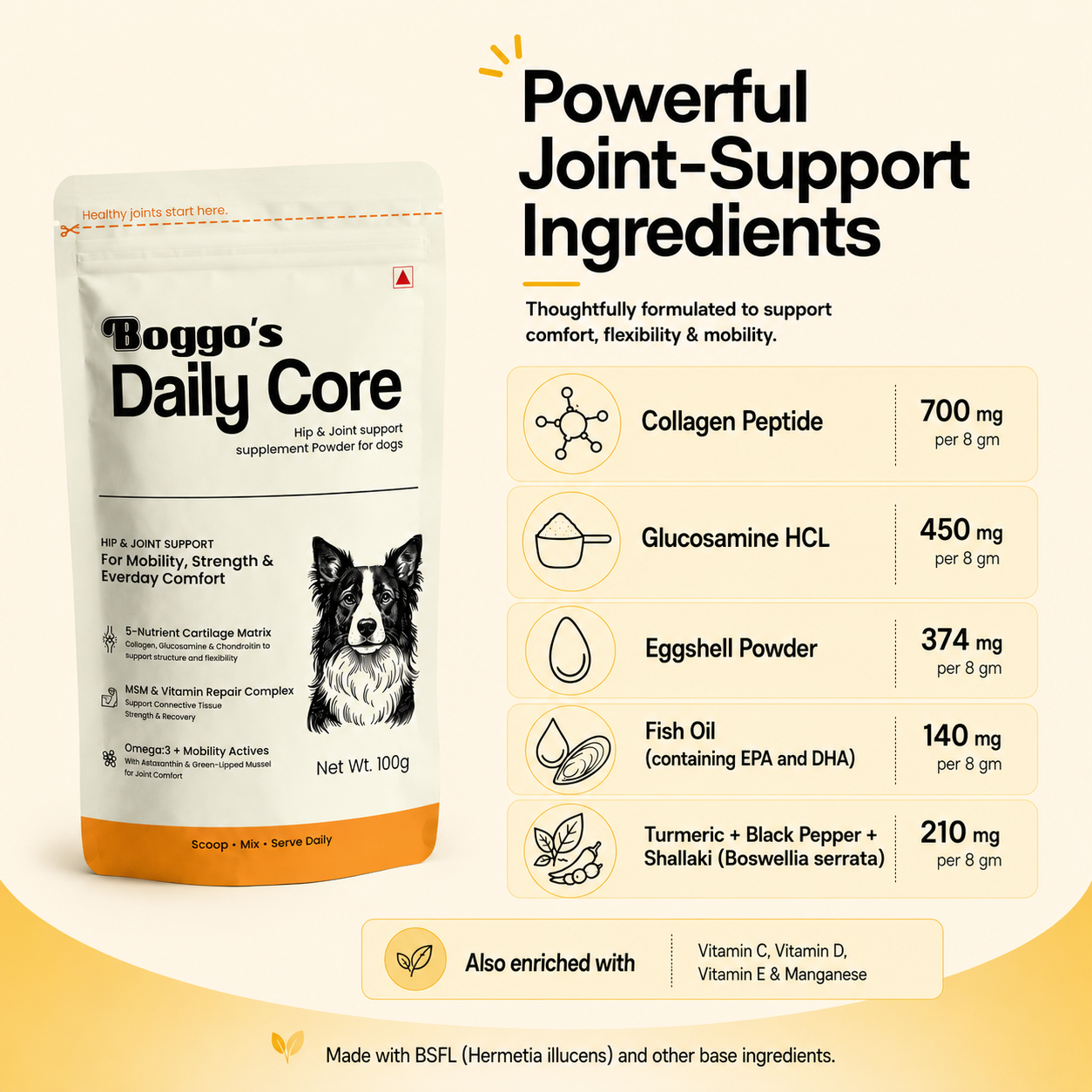 Daily Core Hip & Joint Support Powder for Dogs | 100g