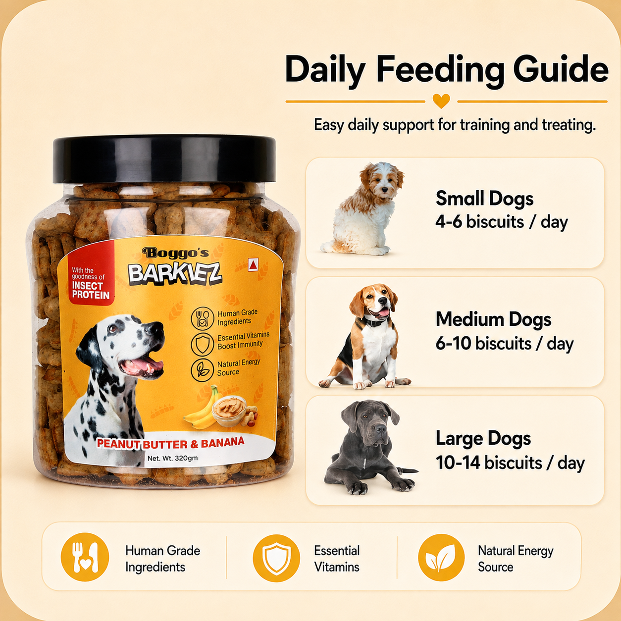 Barkiez Bite-Sized Training Treats - Peanut Butter & Banana Dog Treats (320g)
