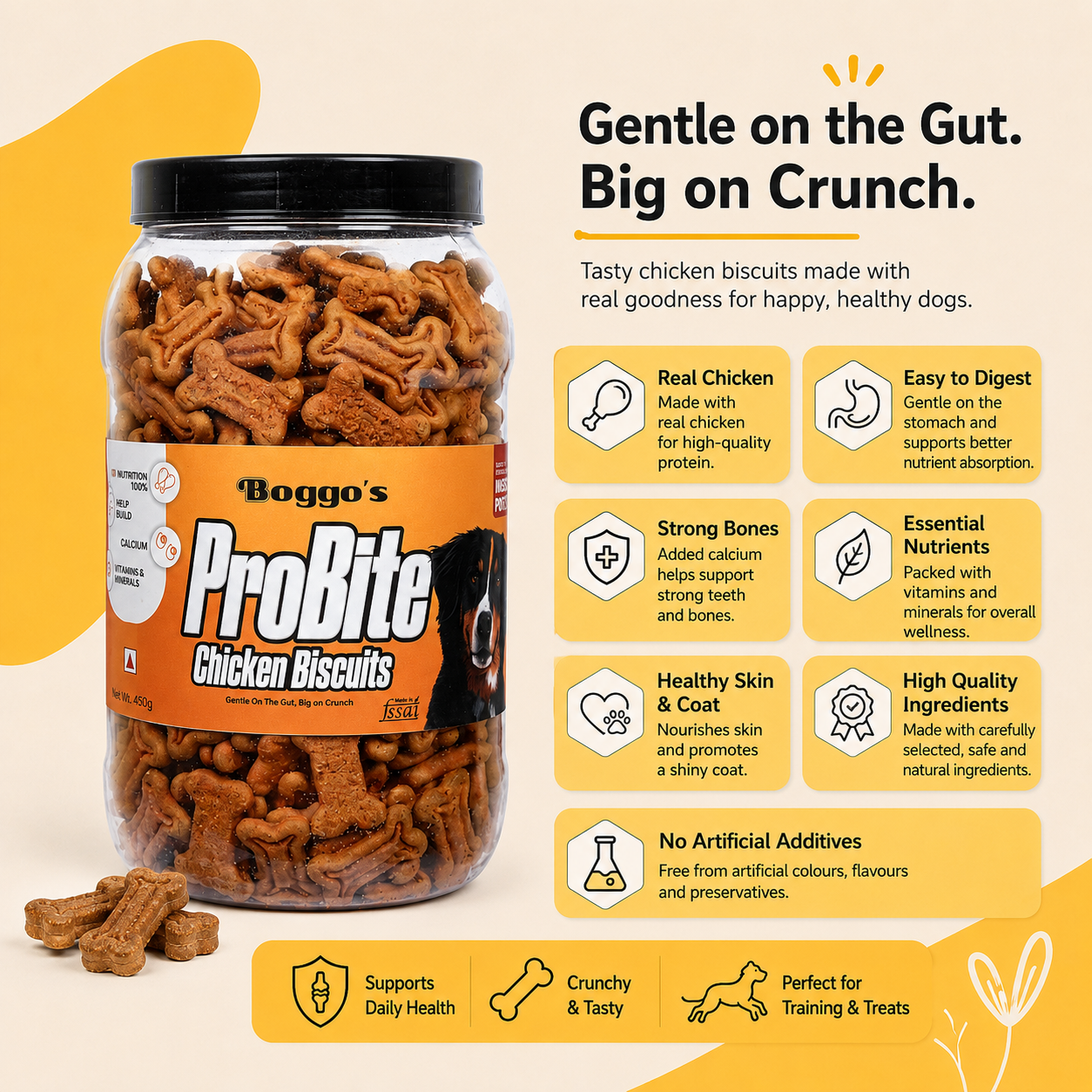 ProBite Chicken Biscuits | High-Protein, Gut-Friendly Dog Treats (450g)