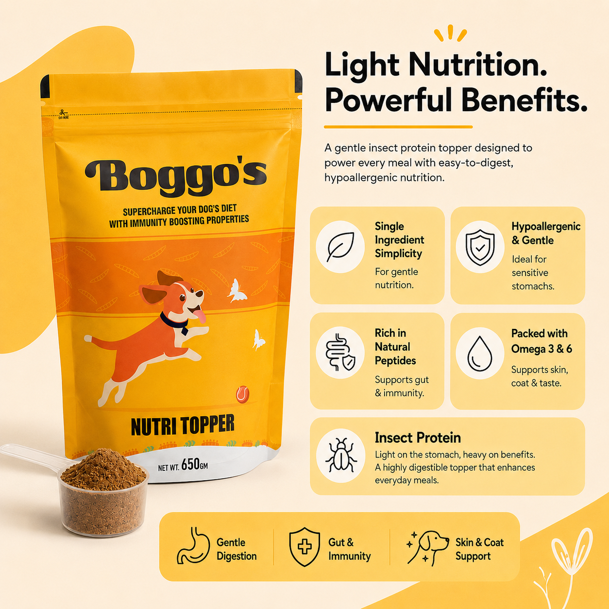 Nutri Topper Original | High Protein, Hypoallergenic Insect Protein Supplement (650g)
