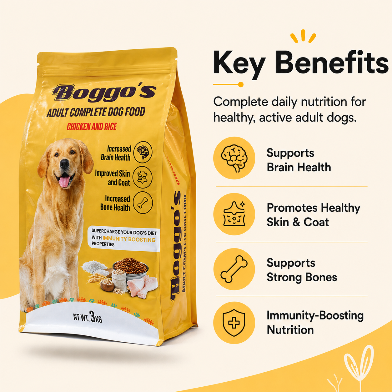 Complete Dog Food | Made for Picky Eaters and Sensitive Stomachs | 3Kg | Chicken & Rice + BSFL