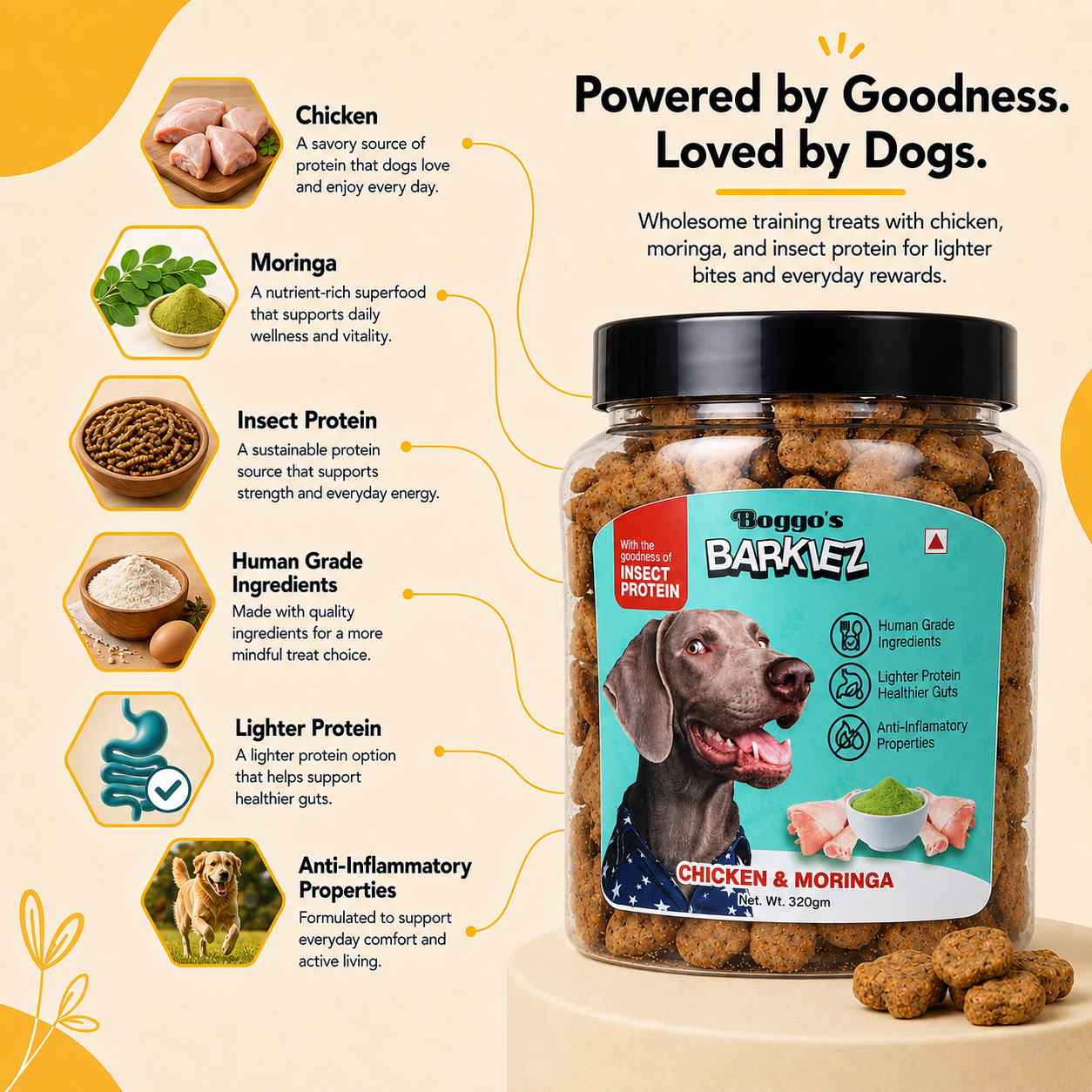 Barkiez Bite Sized Training Treats - Chicken & Moringa Dog Treats (320g)