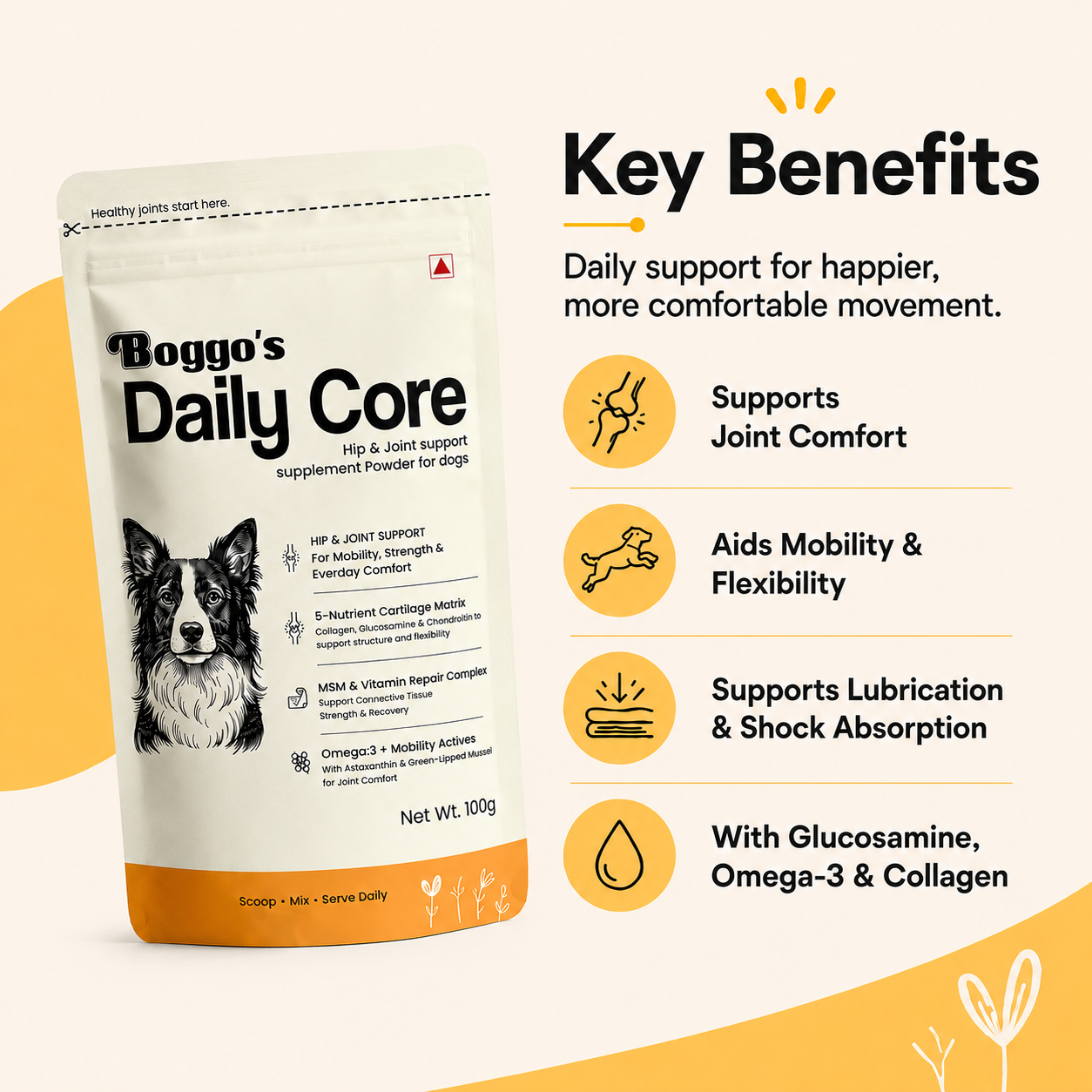 Daily Core Hip & Joint Support Powder for Dogs | 100g