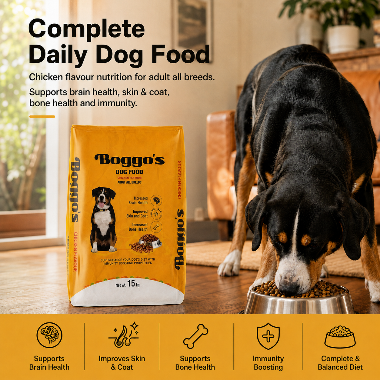 Complete Dog Food | 15kg | Chicken & Rice + BSFL | Delicious Taste, Vet-Formulated Nutrition!