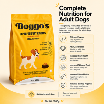 Complete Dog Food | 1.2 kg | Chicken & Rice with BSFL |  Delicious Taste, Vet-Formulated Nutrition!