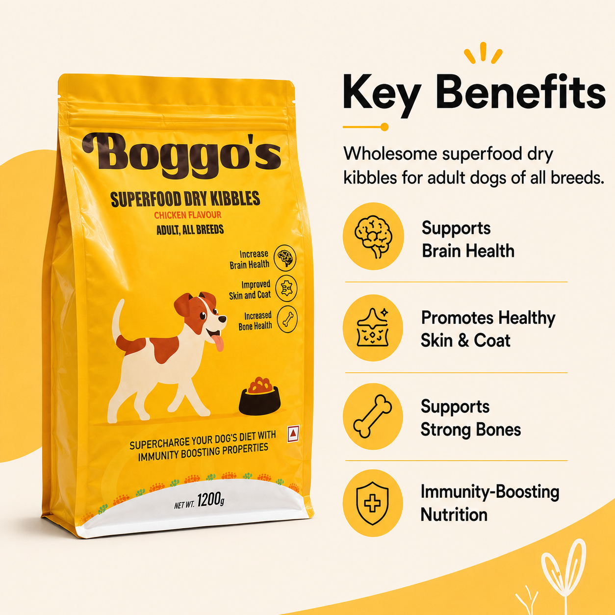 Complete Dog Food | 1.2 kg | Chicken & Rice with BSFL |  Delicious Taste, Vet-Formulated Nutrition!